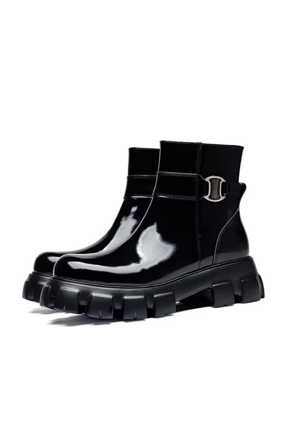 Bottes Pour Hommes À Glissière Cuir Vache - Noir