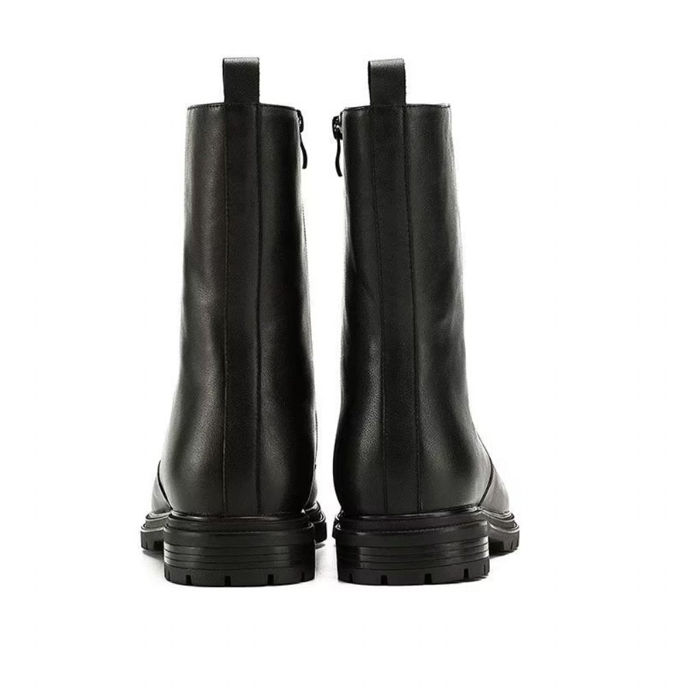 Bottes Pour Hommes À Glissière Cuir Véritable - Noir