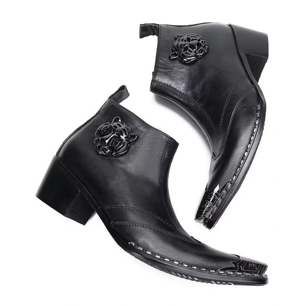 Bottes Pour Hommes Habillées Chic Cuir - Noir