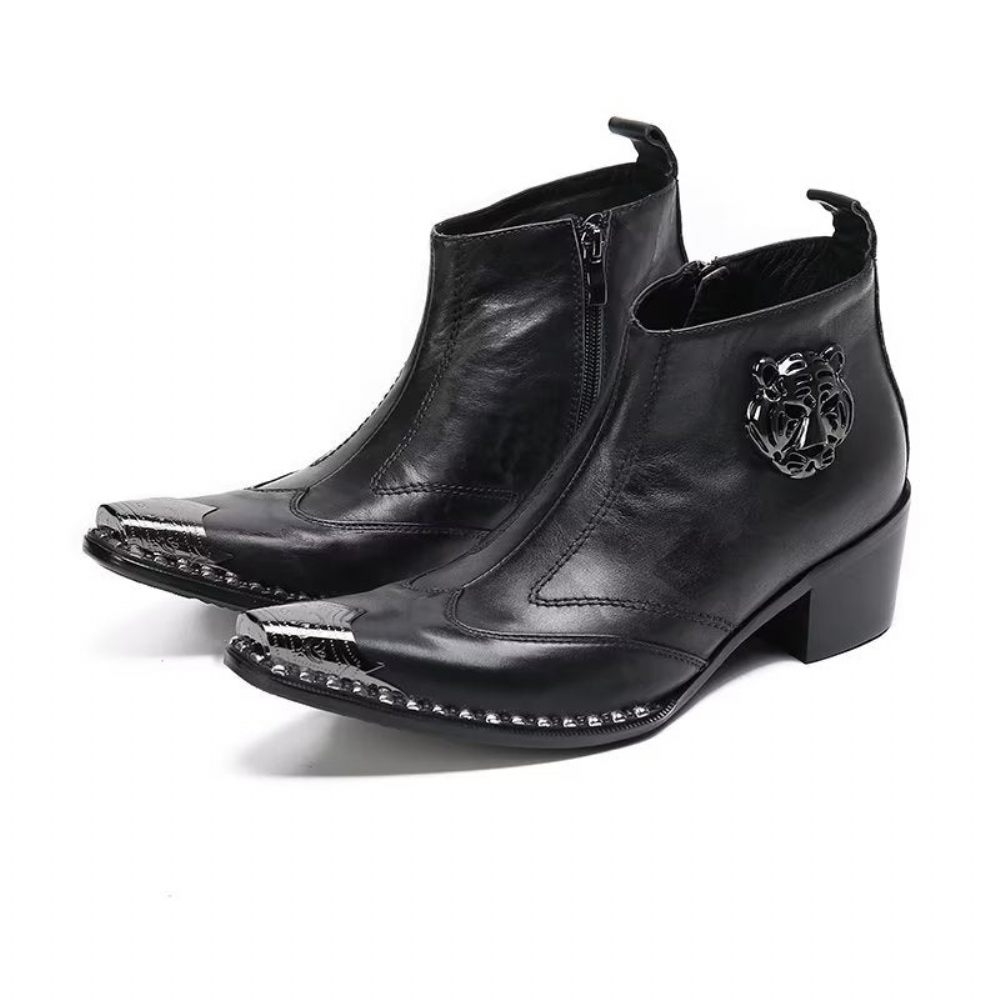 Bottes Pour Hommes Habillées Chic Cuir - Noir