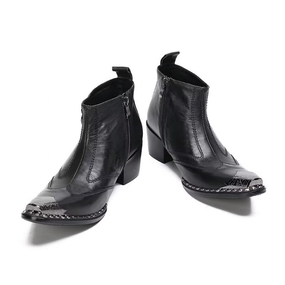 Bottes Pour Hommes Habillées Chic Cuir - Noir