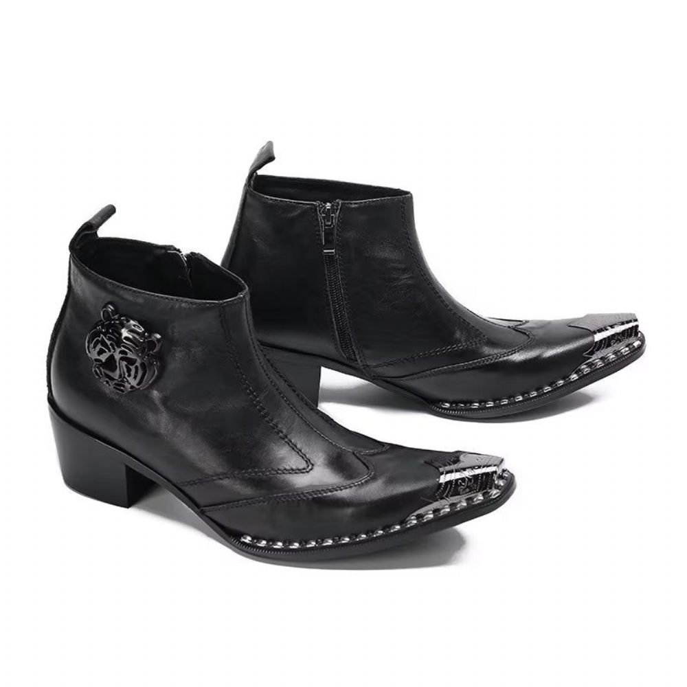 Bottes Pour Hommes Habillées Chic Cuir - Noir