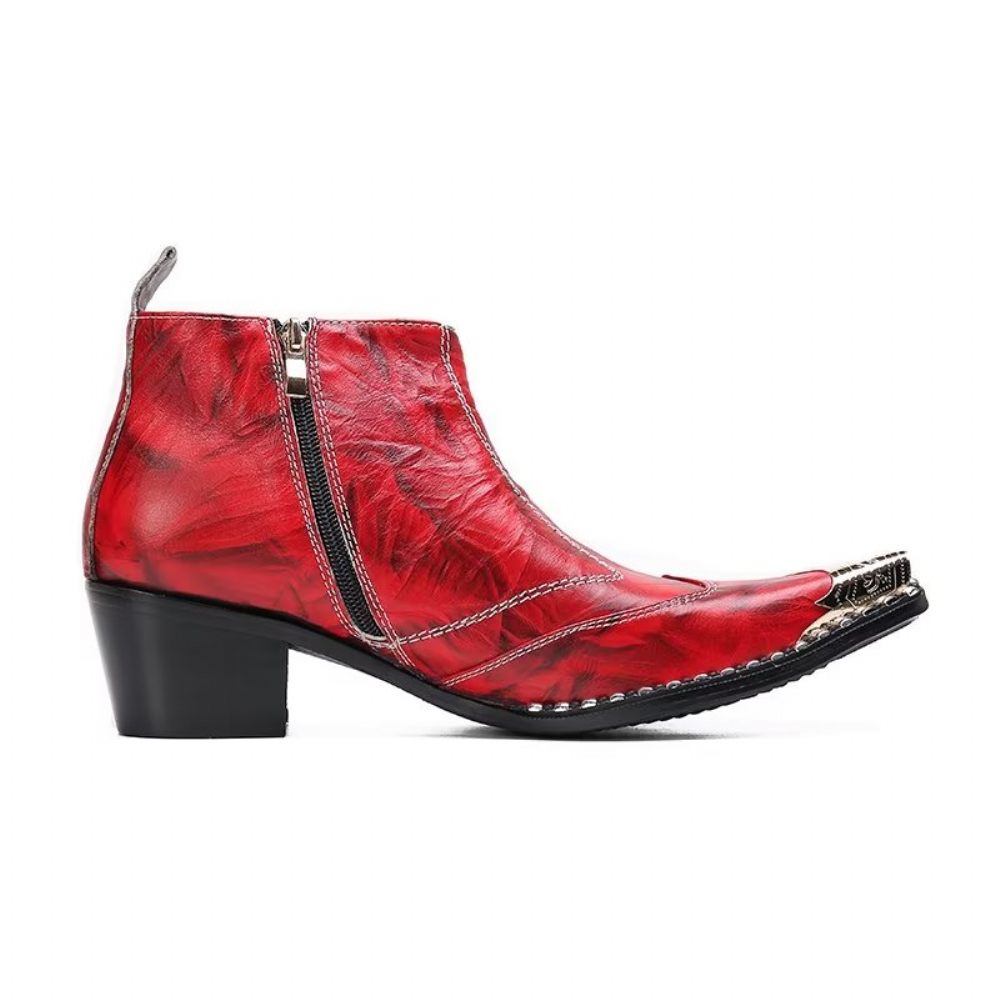 Bottes Pour Hommes Habillées Chic Cuir - Rouge