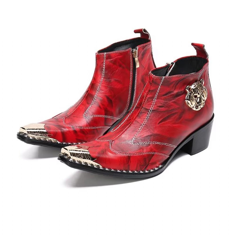 Bottes Pour Hommes Habillées Chic Cuir - Rouge