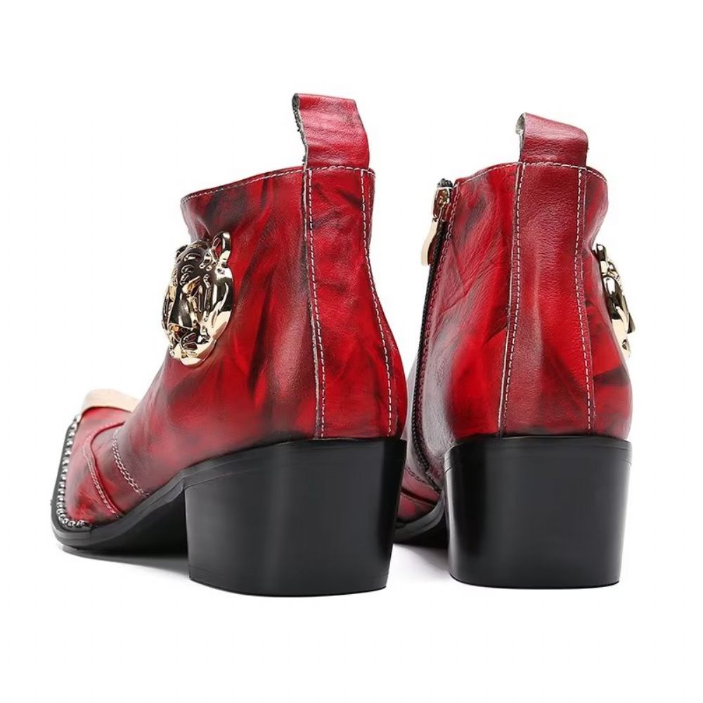 Bottes Pour Hommes Habillées Chic Cuir - Rouge