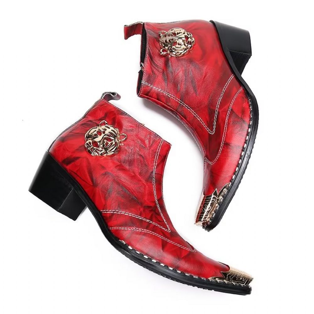 Bottes Pour Hommes Habillées Chic Cuir - Rouge