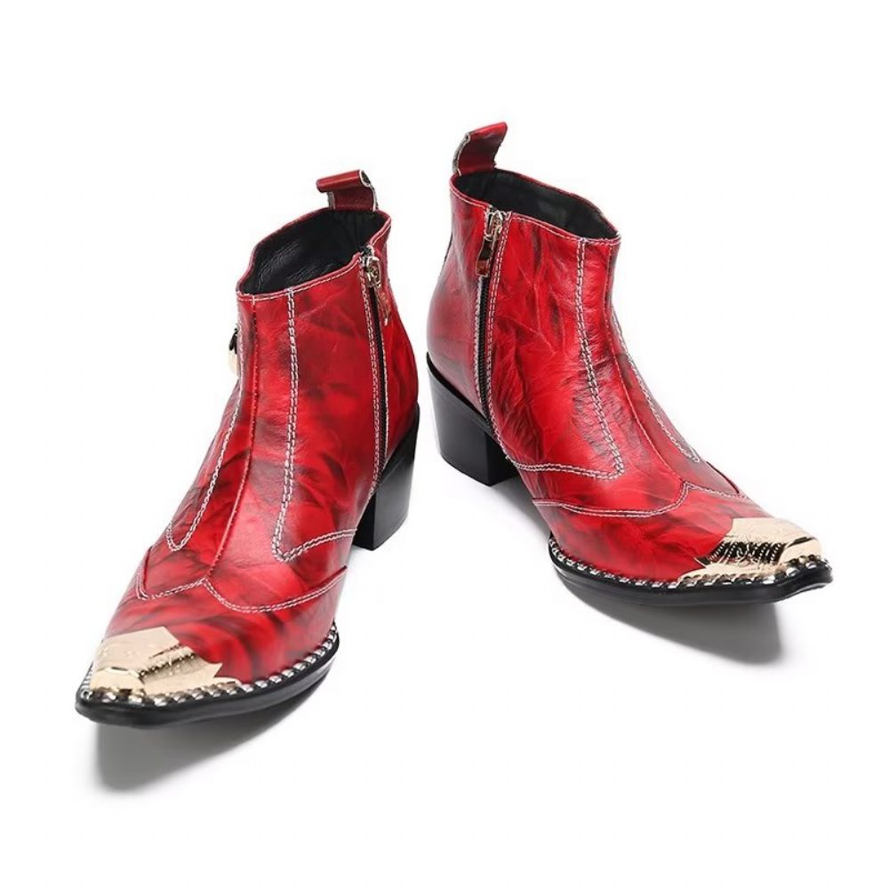 Bottes Pour Hommes Habillées Chic Cuir - Rouge