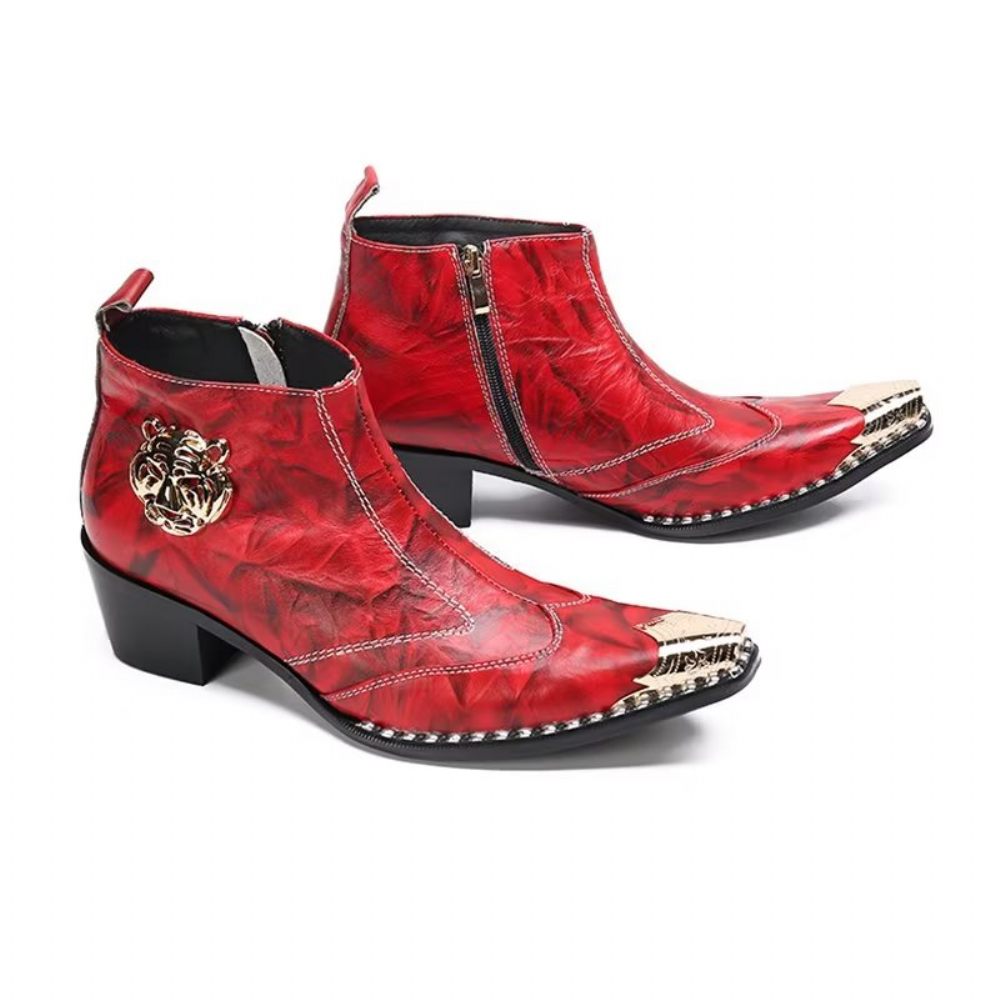 Bottes Pour Hommes Habillées Chic Cuir - Rouge