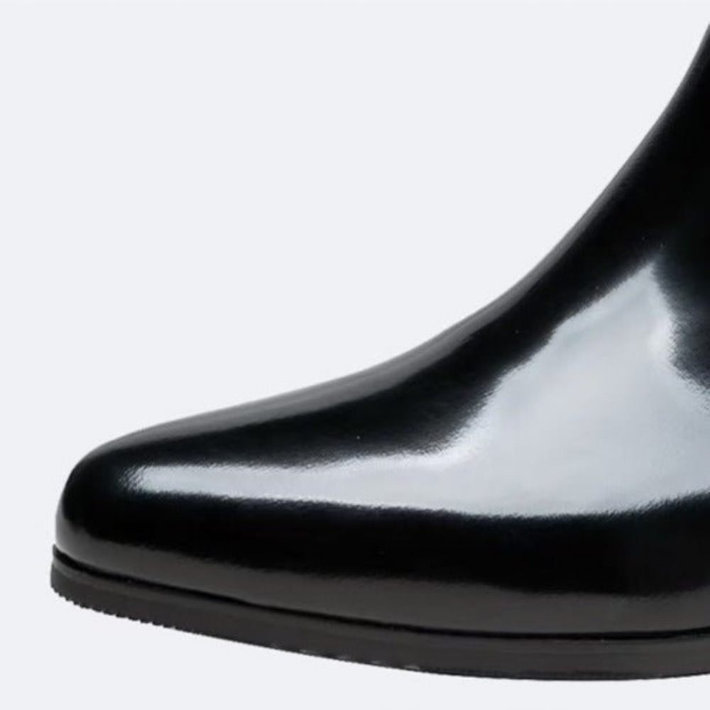 Bottes Pour Hommes Habillées Chics Cuir Véritable À Bout Pointu - Noir