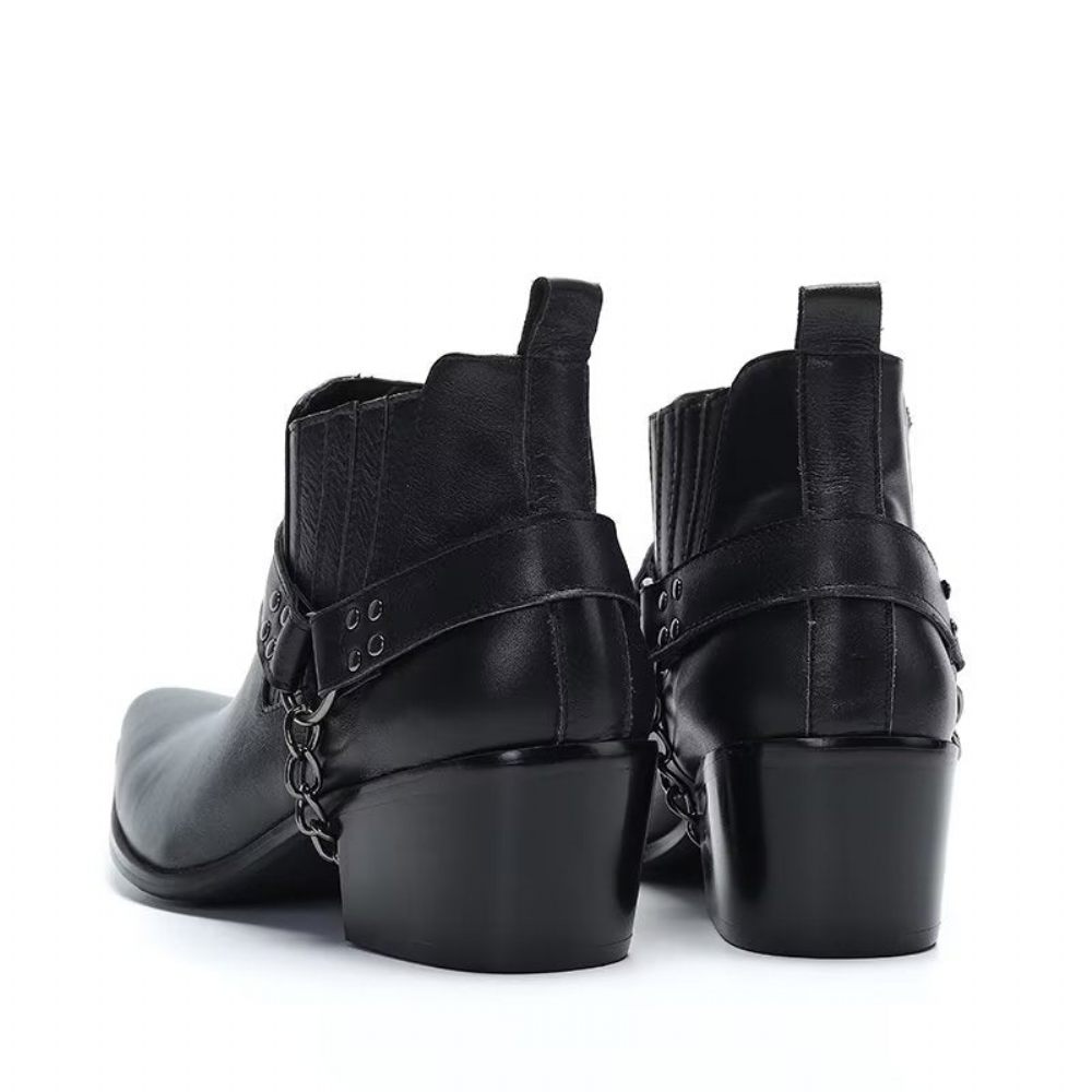 Bottes Pour Hommes Habillées Chics Relief Exotiques - Noir