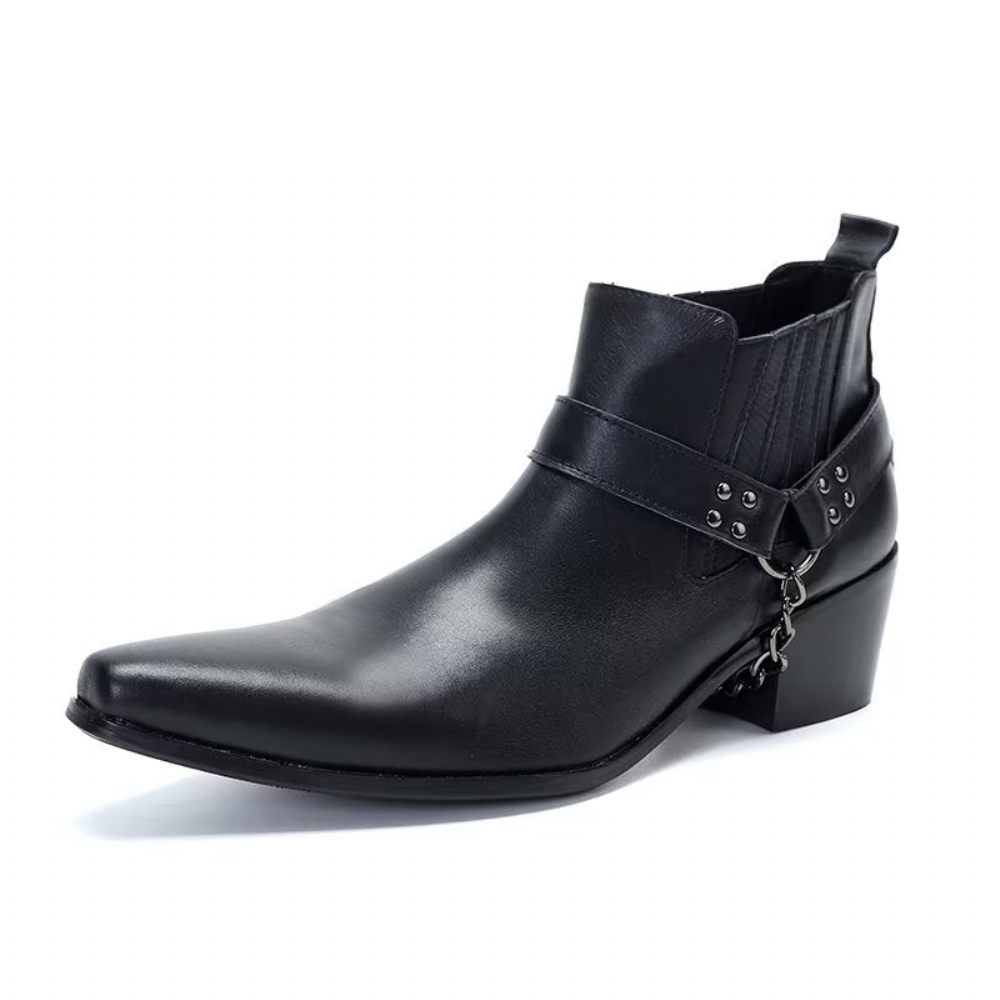 Bottes Pour Hommes Habillées Chics Relief Exotiques - Noir