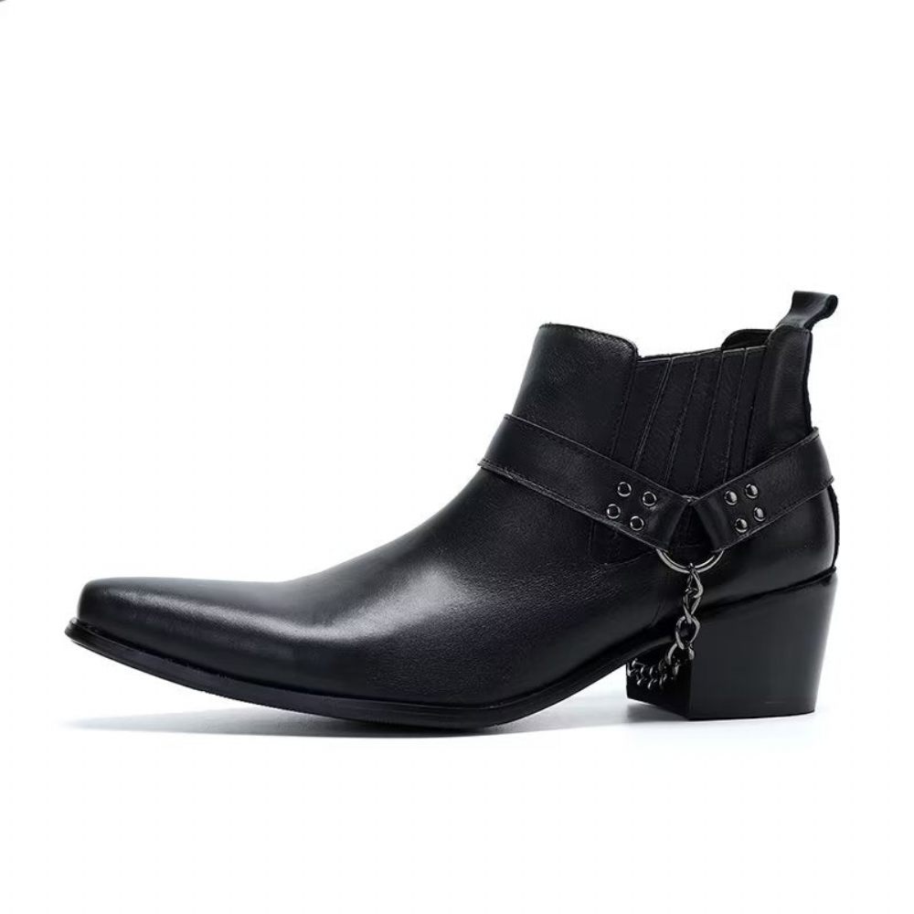 Bottes Pour Hommes Habillées Chics Relief Exotiques - Noir