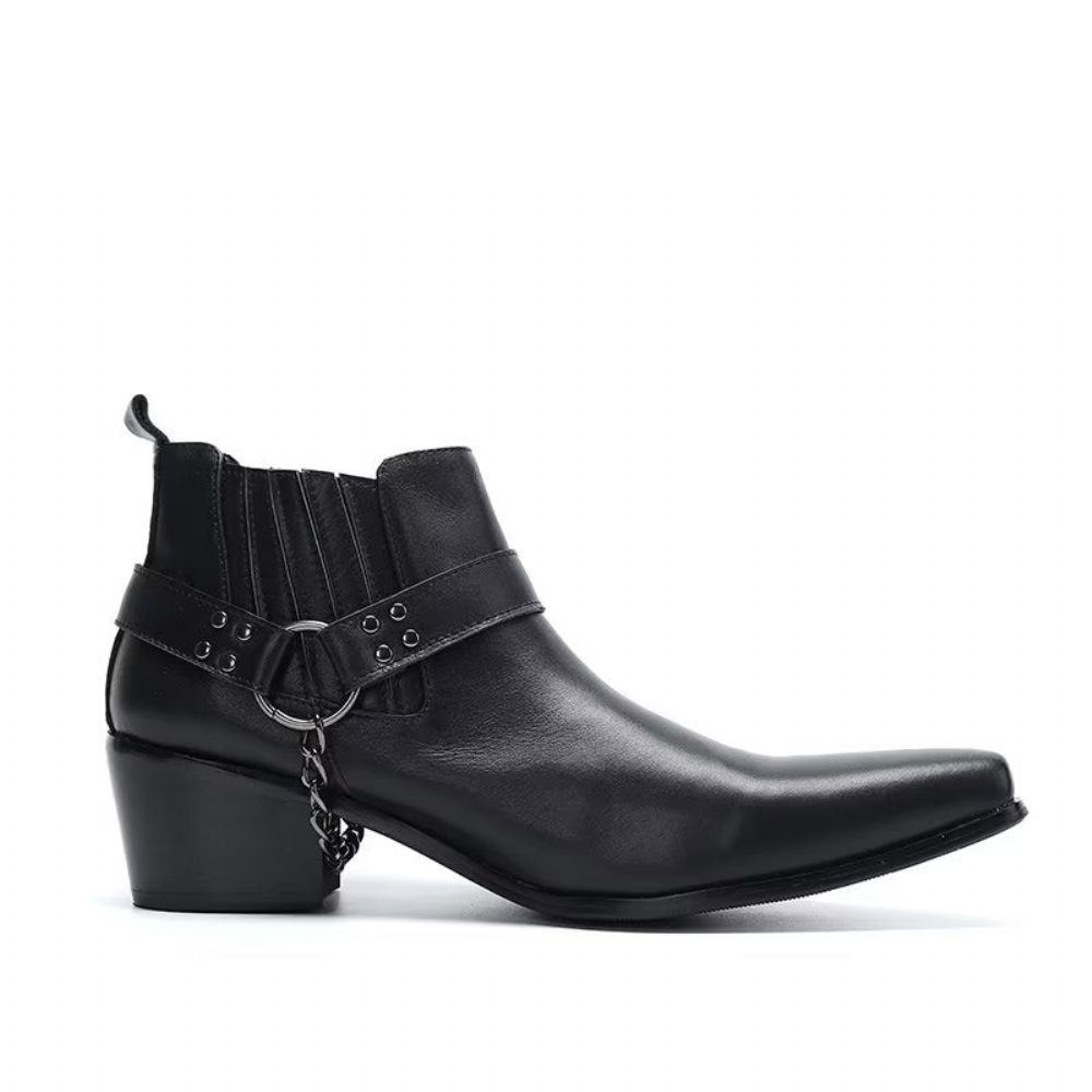 Bottes Pour Hommes Habillées Chics Relief Exotiques - Noir