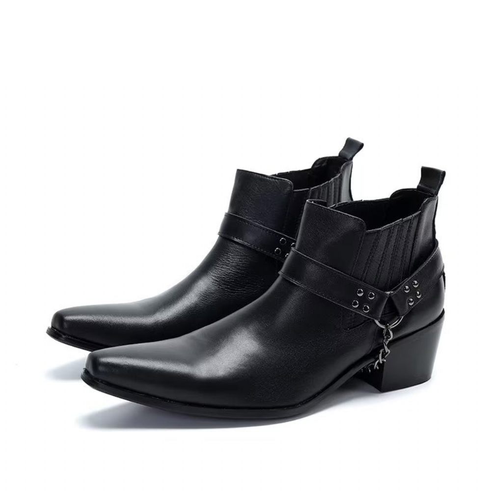 Bottes Pour Hommes Habillées Chics Relief Exotiques - Noir