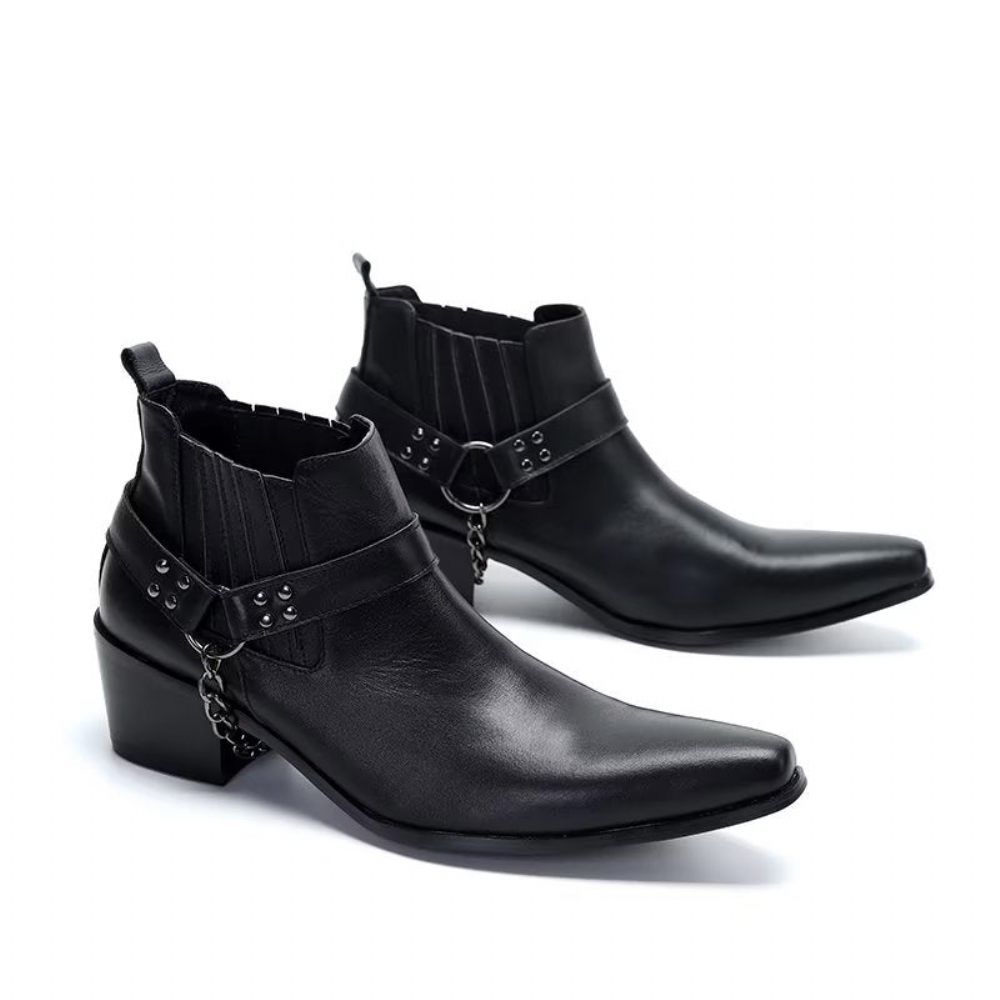 Bottes Pour Hommes Habillées Chics Relief Exotiques - Noir