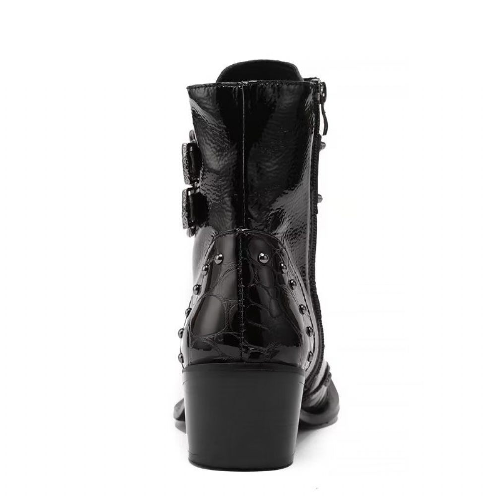 Bottes Pour Hommes Habillées Chics Relief Exotiques - Noir