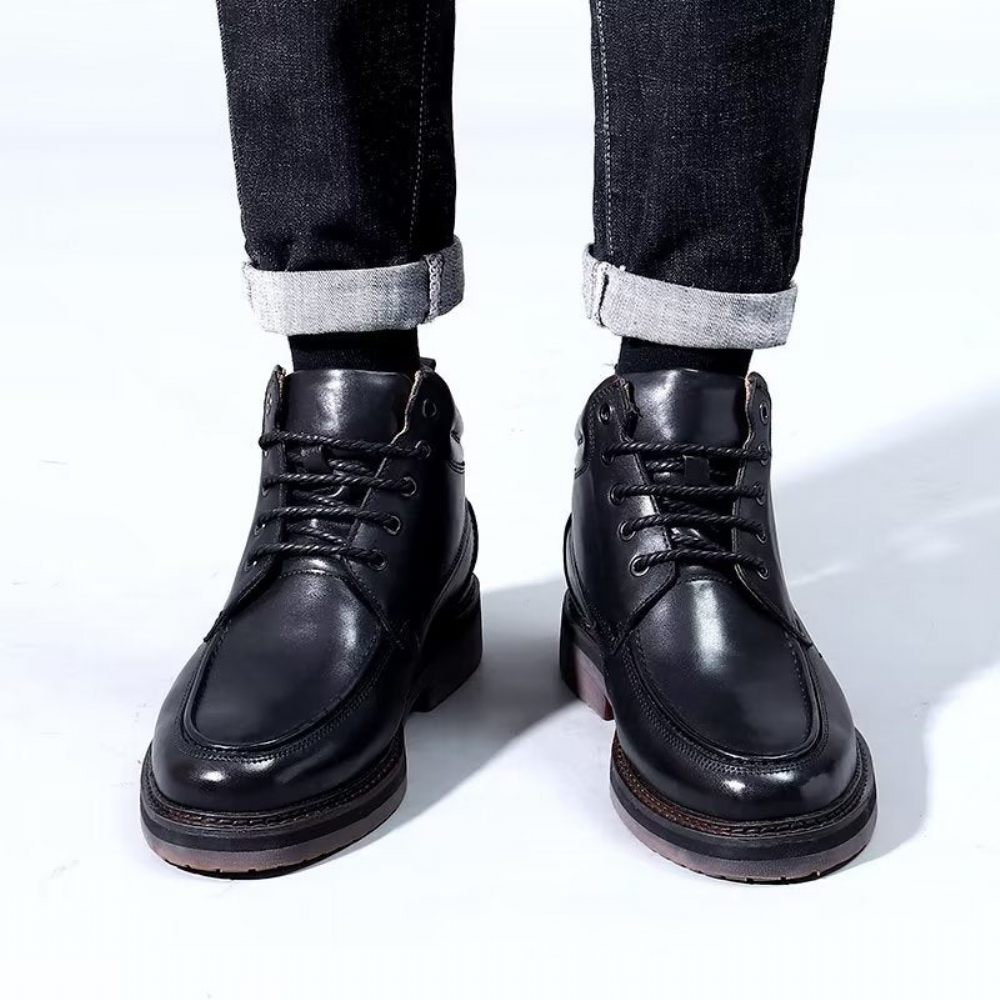 Bottes Pour Hommes Habillées Cuir Doublées Fourrure Opulentes - Noir