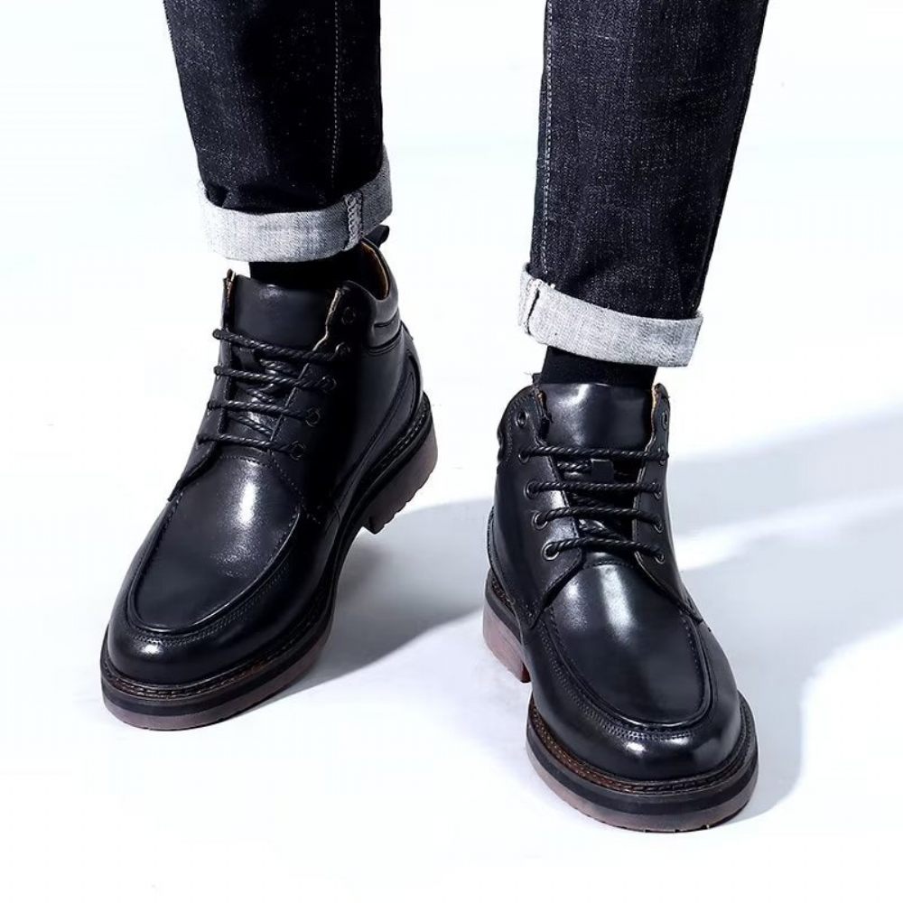 Bottes Pour Hommes Habillées Cuir Doublées Fourrure Opulentes - Noir