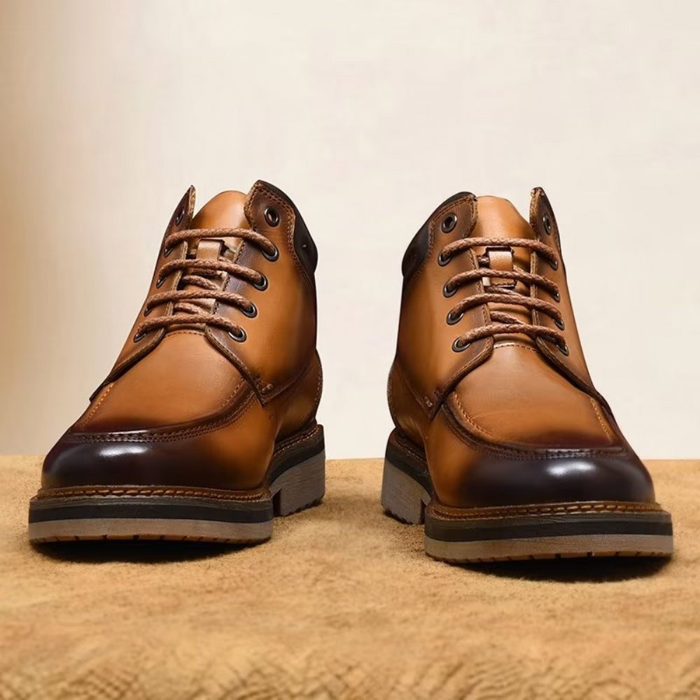 Bottes Pour Hommes Habillées Cuir Doublées Fourrure Opulentes - Café