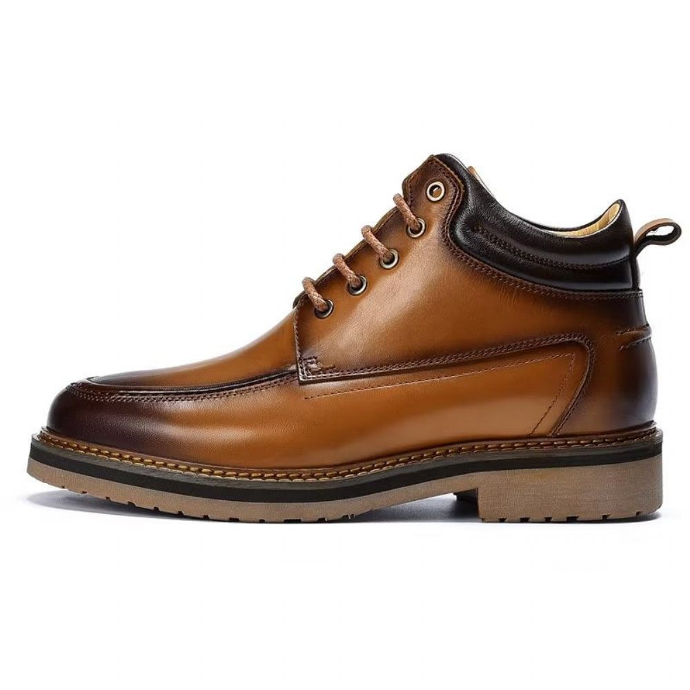 Bottes Pour Hommes Habillées Cuir Doublées Fourrure Opulentes - Café