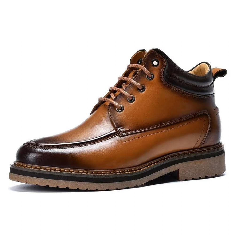 Bottes Pour Hommes Habillées Cuir Doublées Fourrure Opulentes - Café