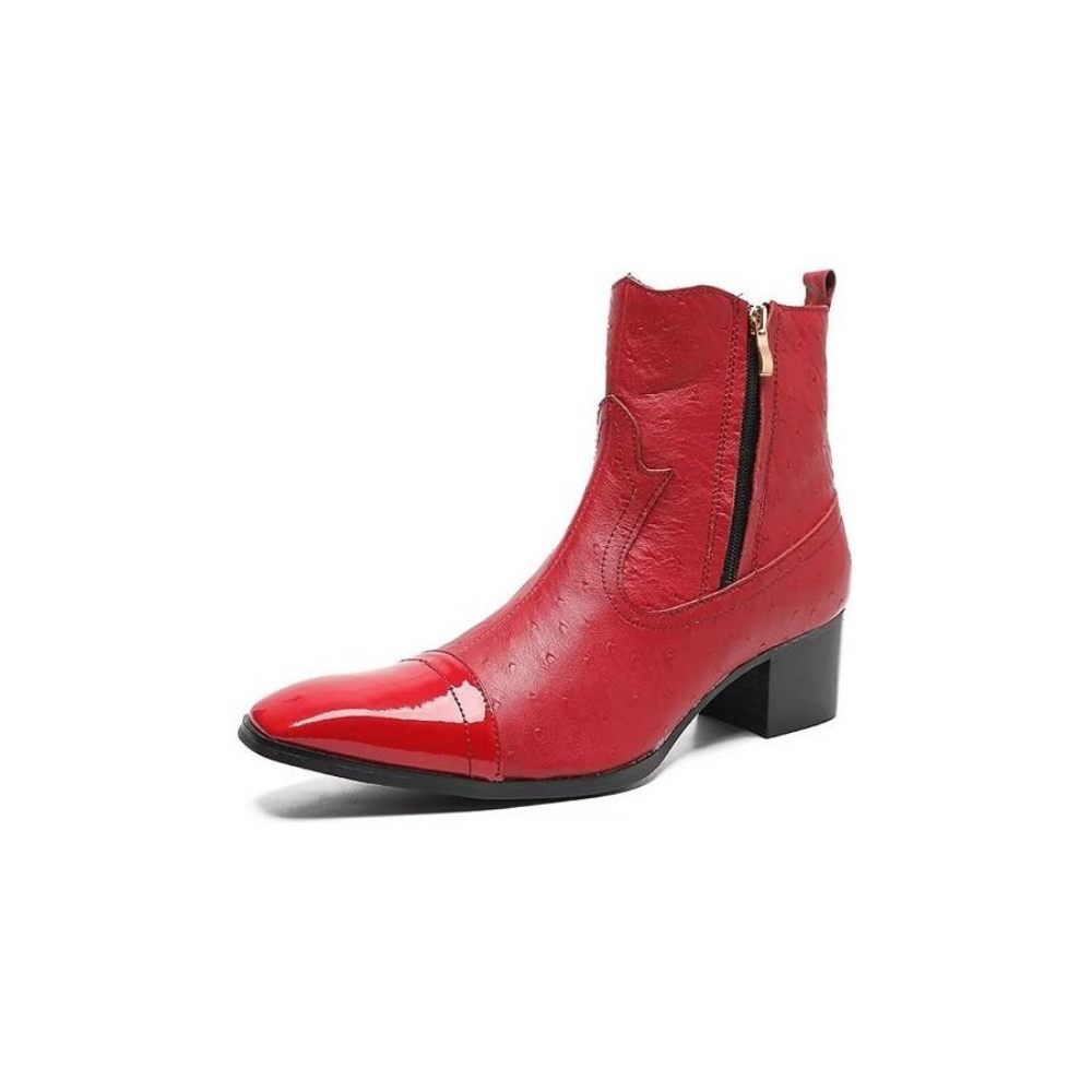 Bottes Pour Hommes Habillées Cuir Exotique - Rouge