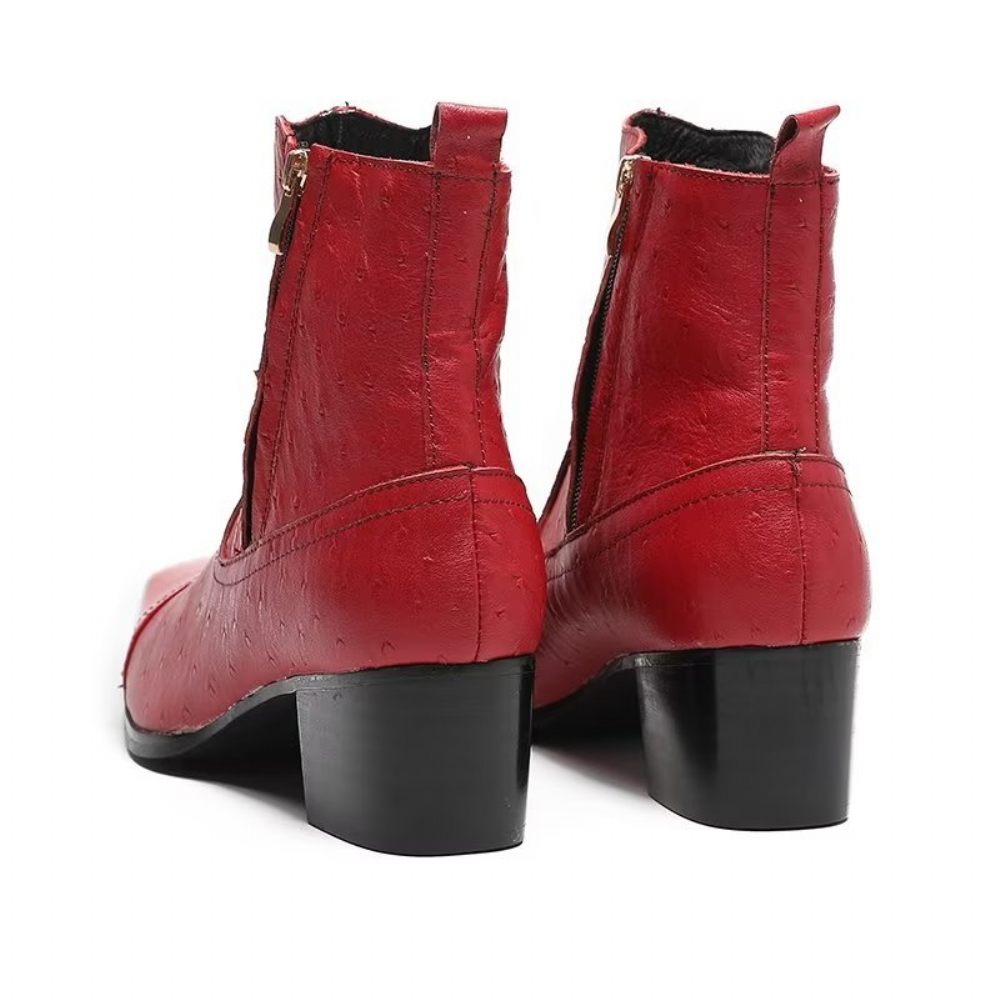 Bottes Pour Hommes Habillées Cuir Exotique - Rouge