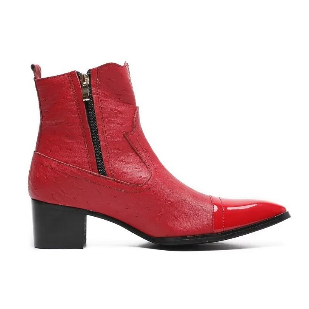 Bottes Pour Hommes Habillées Cuir Exotique - Rouge