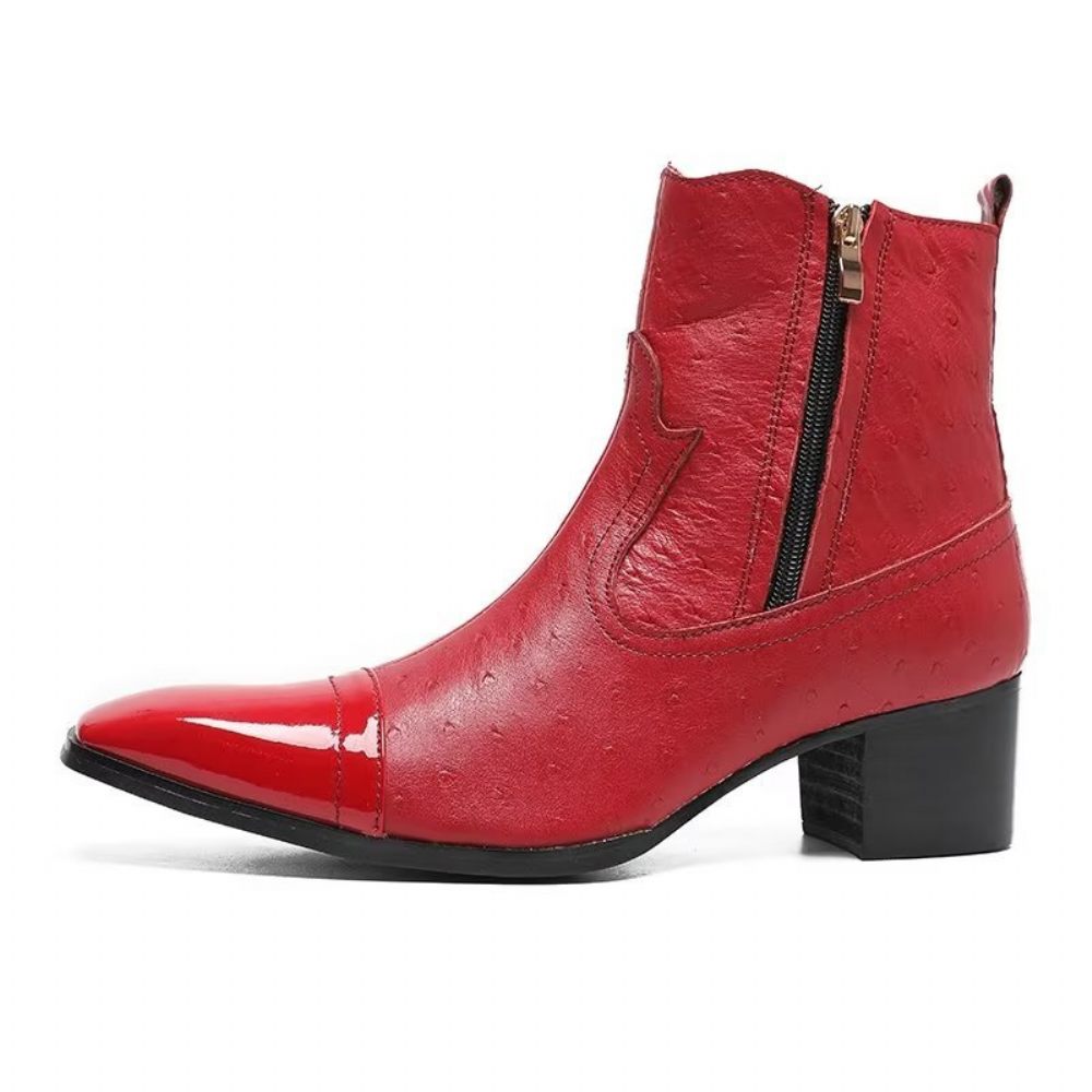 Bottes Pour Hommes Habillées Cuir Exotique - Rouge