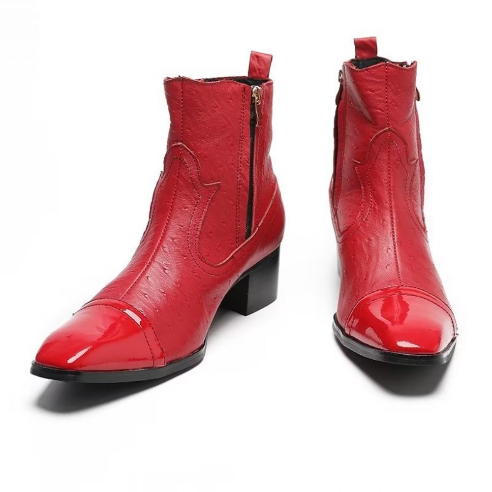 Bottes Pour Hommes Habillées Cuir Exotique - Rouge