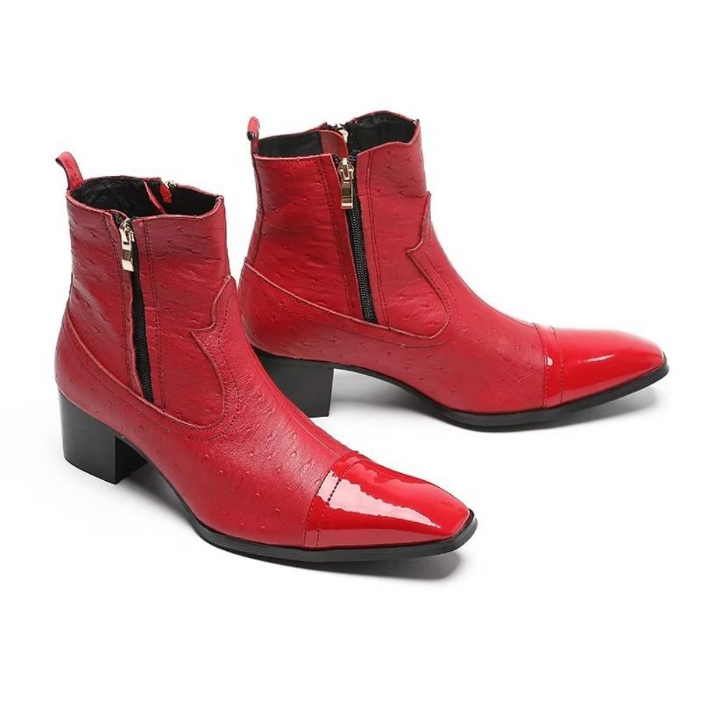 Bottes Pour Hommes Habillées Cuir Exotique - Rouge