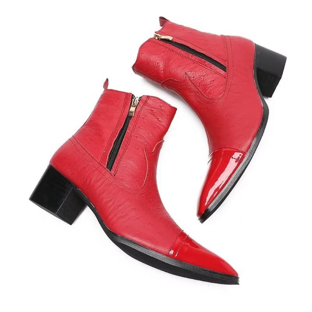 Bottes Pour Hommes Habillées Cuir Exotique - Rouge