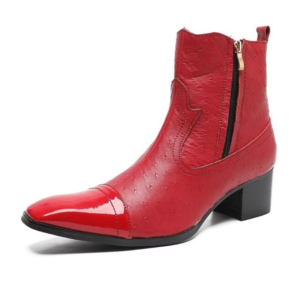 Bottes Pour Hommes Habillées Cuir Exotique - Rouge