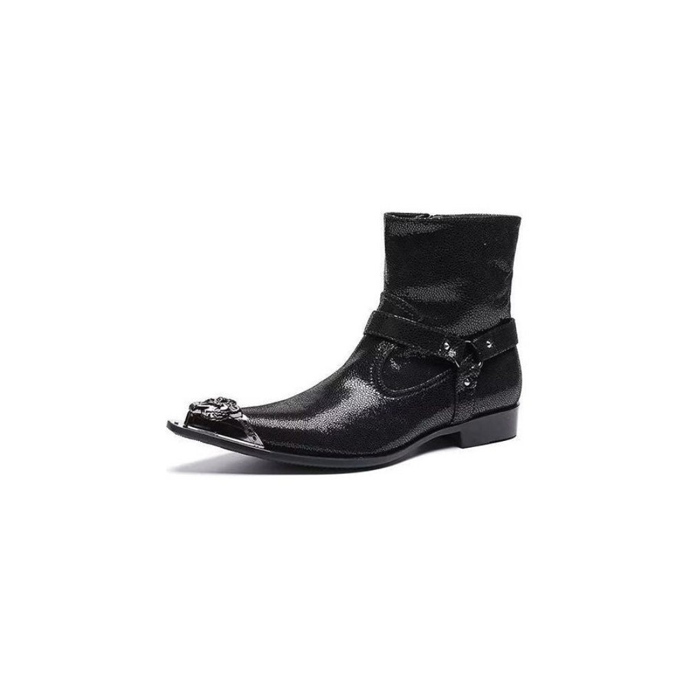 Bottes Pour Hommes Habillées Cuir Gaufré Croco Exquises