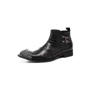 Bottes Pour Hommes Habillées Cuir À Texture Croco Exquises