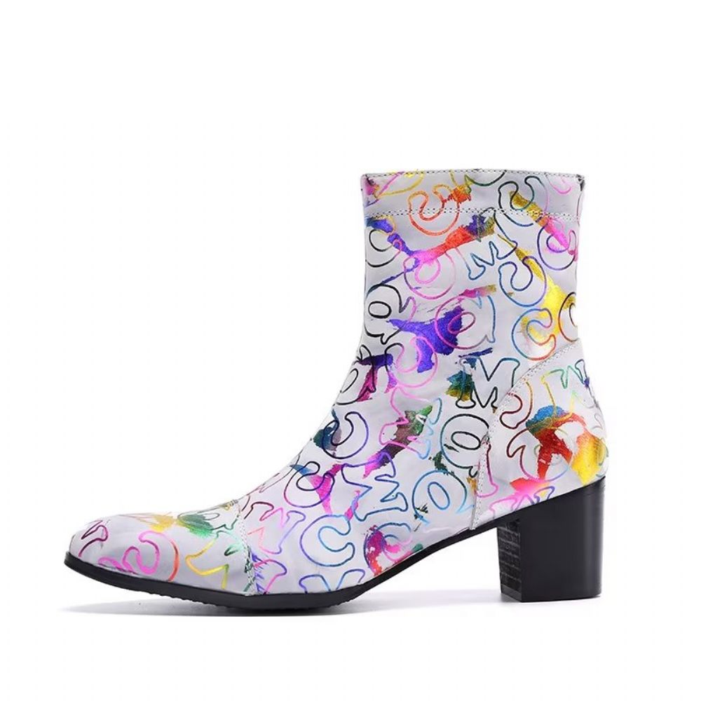 Bottes Pour Hommes Habillées Cuir Véritable À Motif Exotique - Multicolore