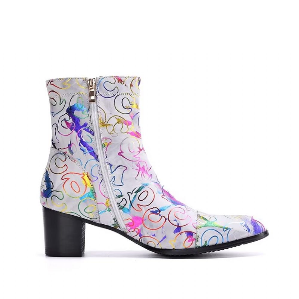 Bottes Pour Hommes Habillées Cuir Véritable À Motif Exotique - Multicolore