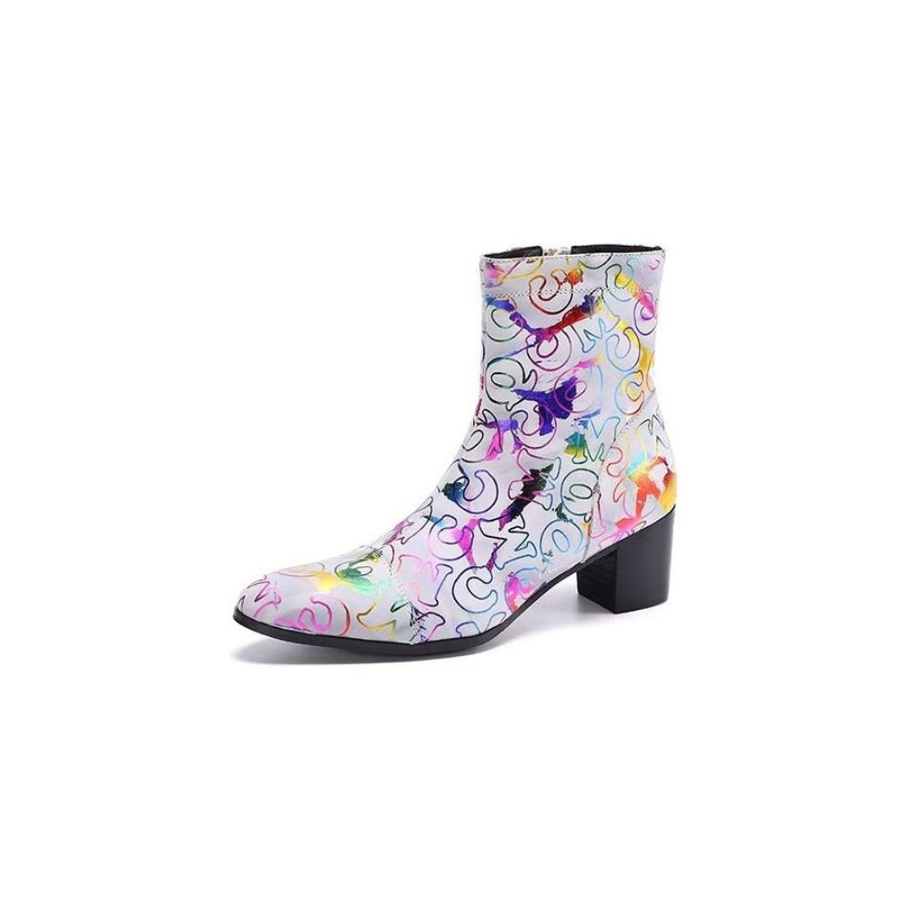 Bottes Pour Hommes Habillées Cuir Véritable À Motif Exotique - Multicolore