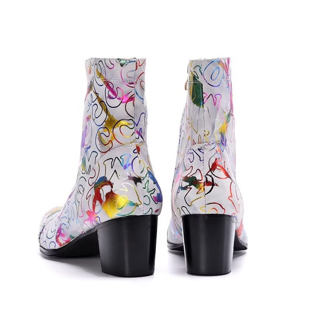 Bottes Pour Hommes Habillées Cuir Véritable À Motif Exotique - Multicolore