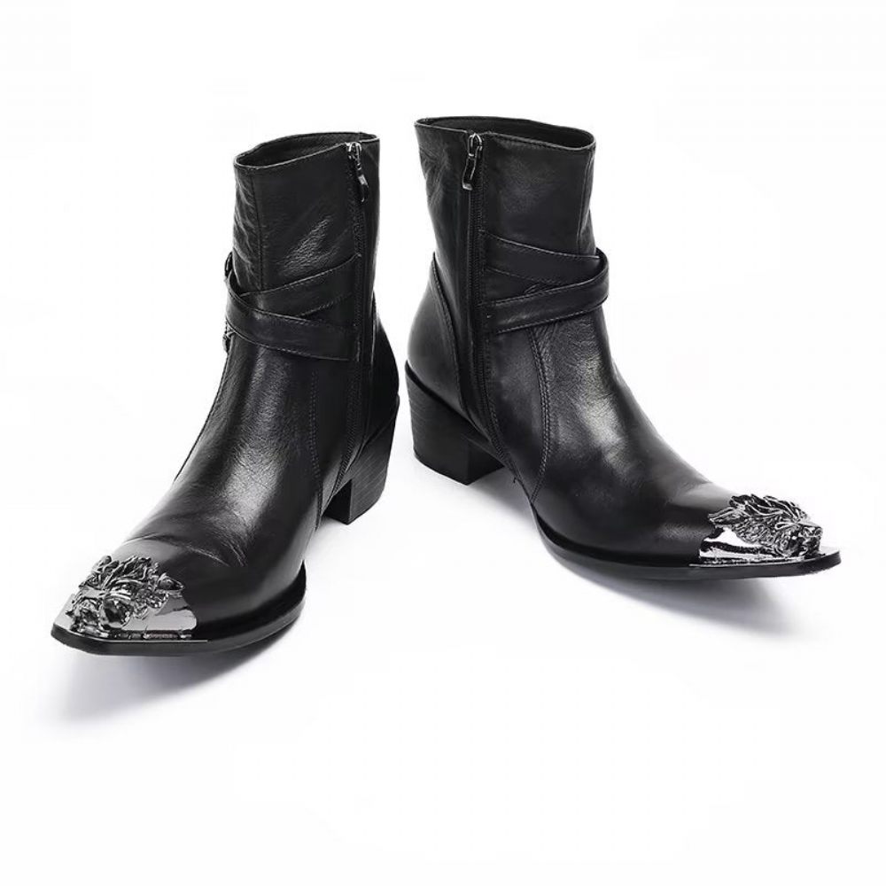 Bottes Pour Hommes Habillées Élégantes À Fermeture Glissière - Noir