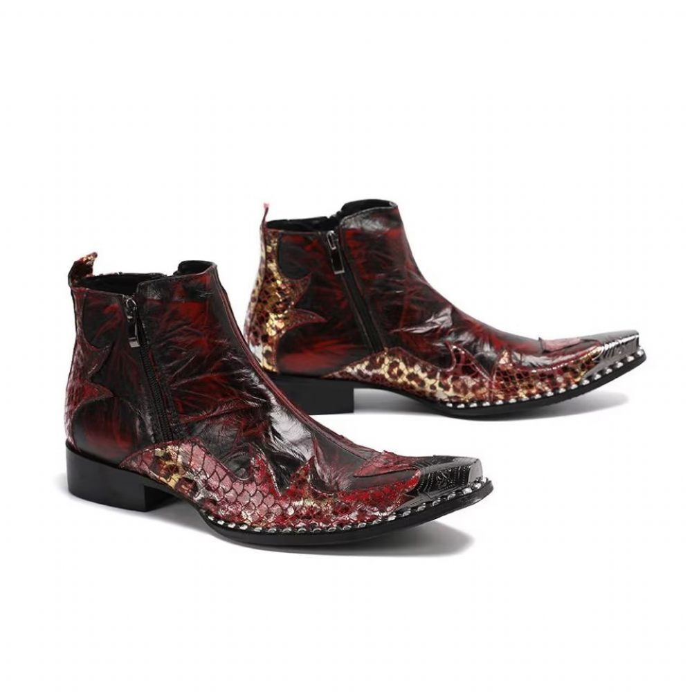 Bottes Pour Hommes Habillées Exotiques Flashy - Rouge