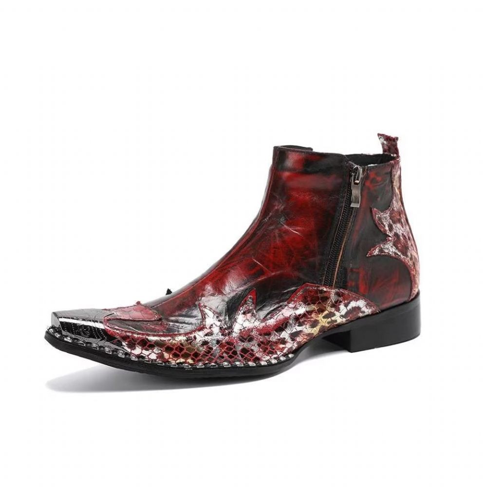 Bottes Pour Hommes Habillées Exotiques Flashy - Rouge