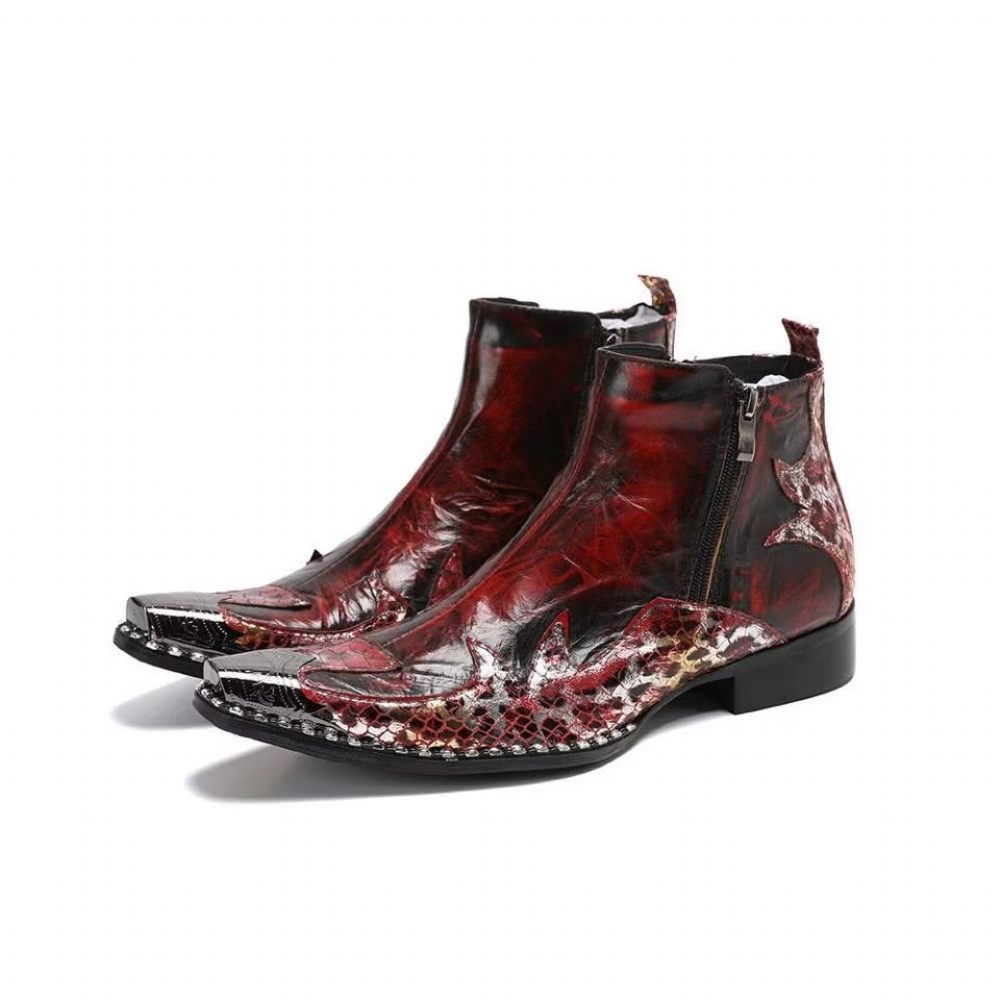 Bottes Pour Hommes Habillées Exotiques Flashy - Rouge