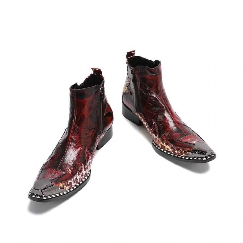 Bottes Pour Hommes Habillées Exotiques Flashy - Rouge