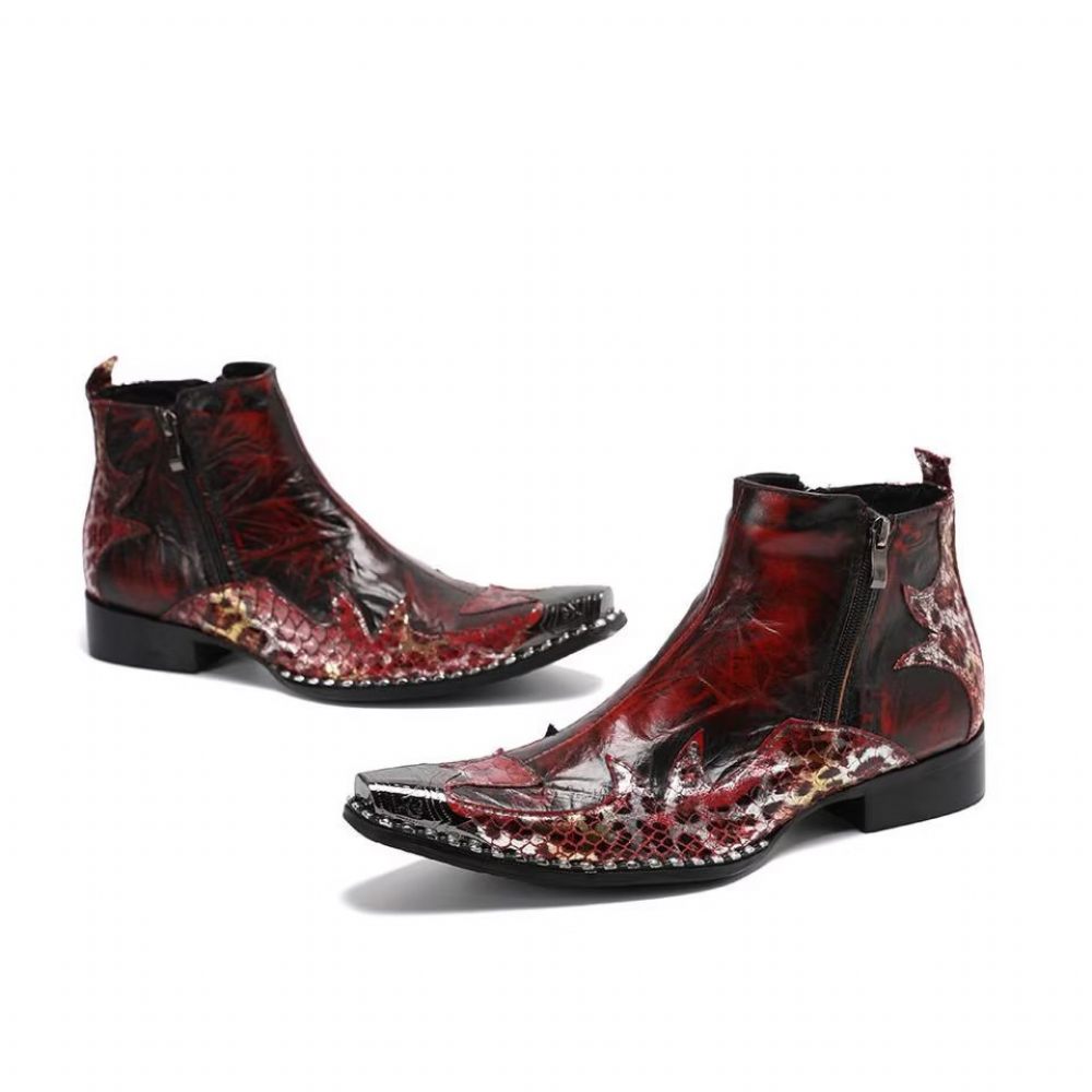 Bottes Pour Hommes Habillées Exotiques Flashy - Rouge