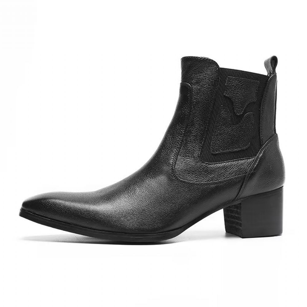 Bottes Pour Hommes Habillées À Fermeture Éclair Cuir Serpent Exotique - Noir