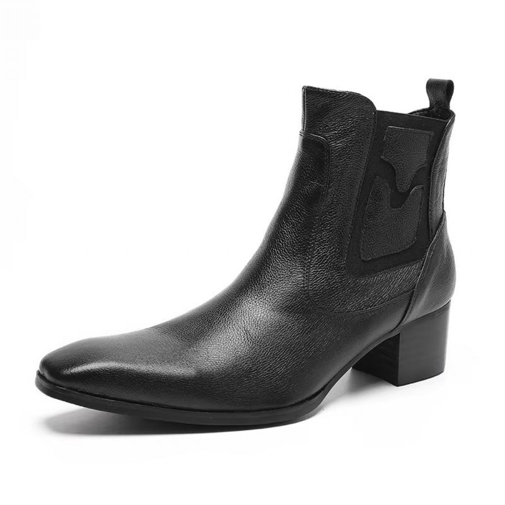 Bottes Pour Hommes Habillées À Fermeture Éclair Cuir Serpent Exotique - Noir