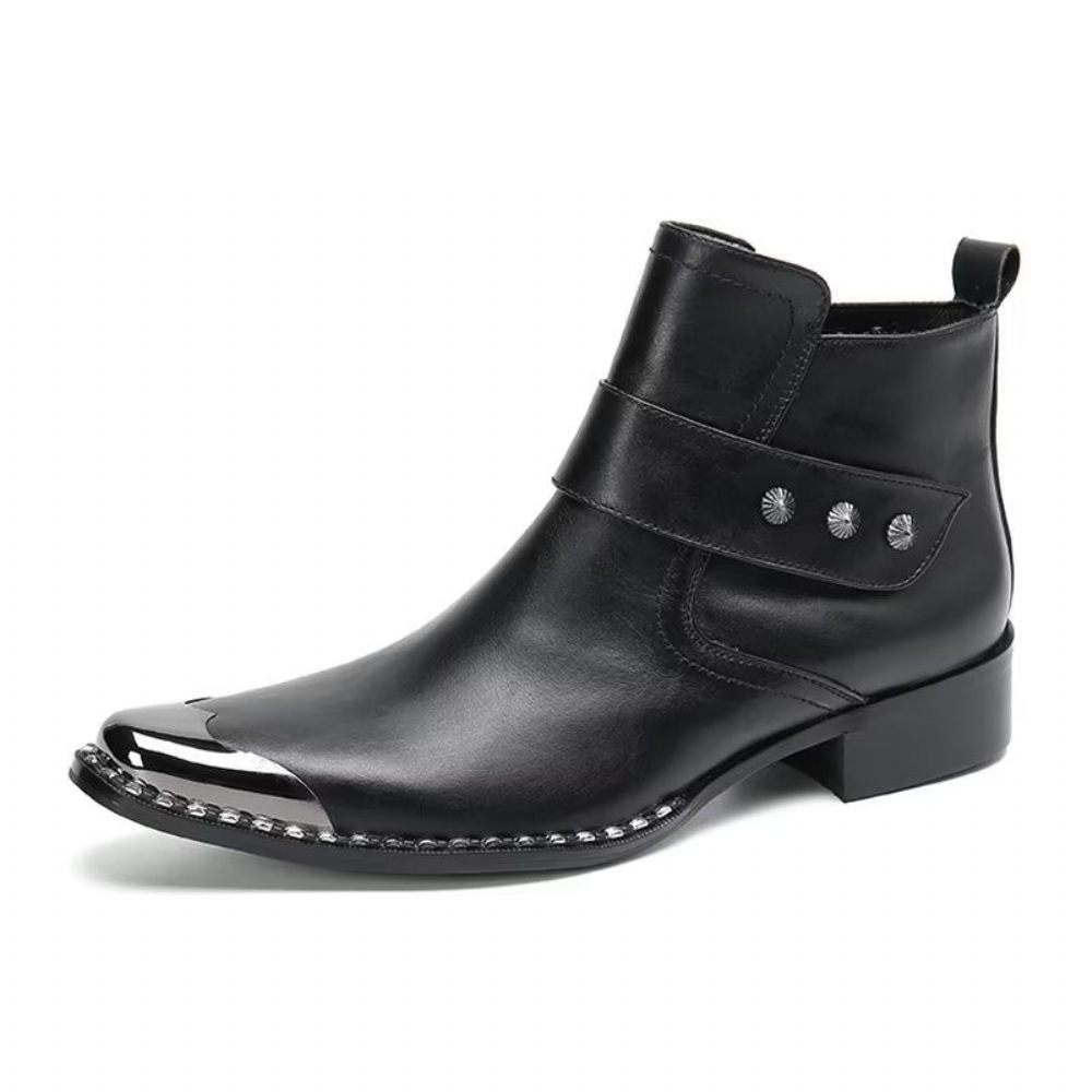 Bottes Pour Hommes Habillées À Fermeture Éclair Cuir Véritable - Noir