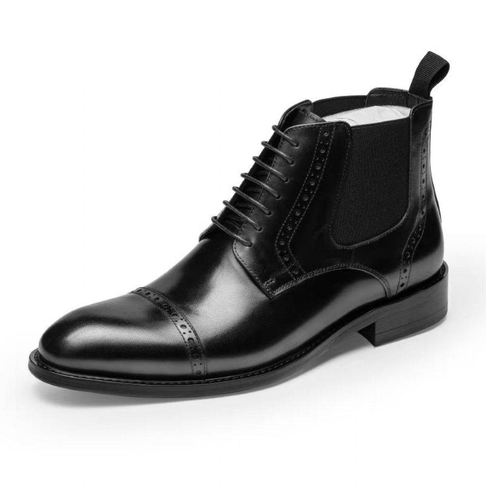 Bottes Pour Hommes Habillées À Fermeture Éclair Doublées Fourrure Luxe - Noir