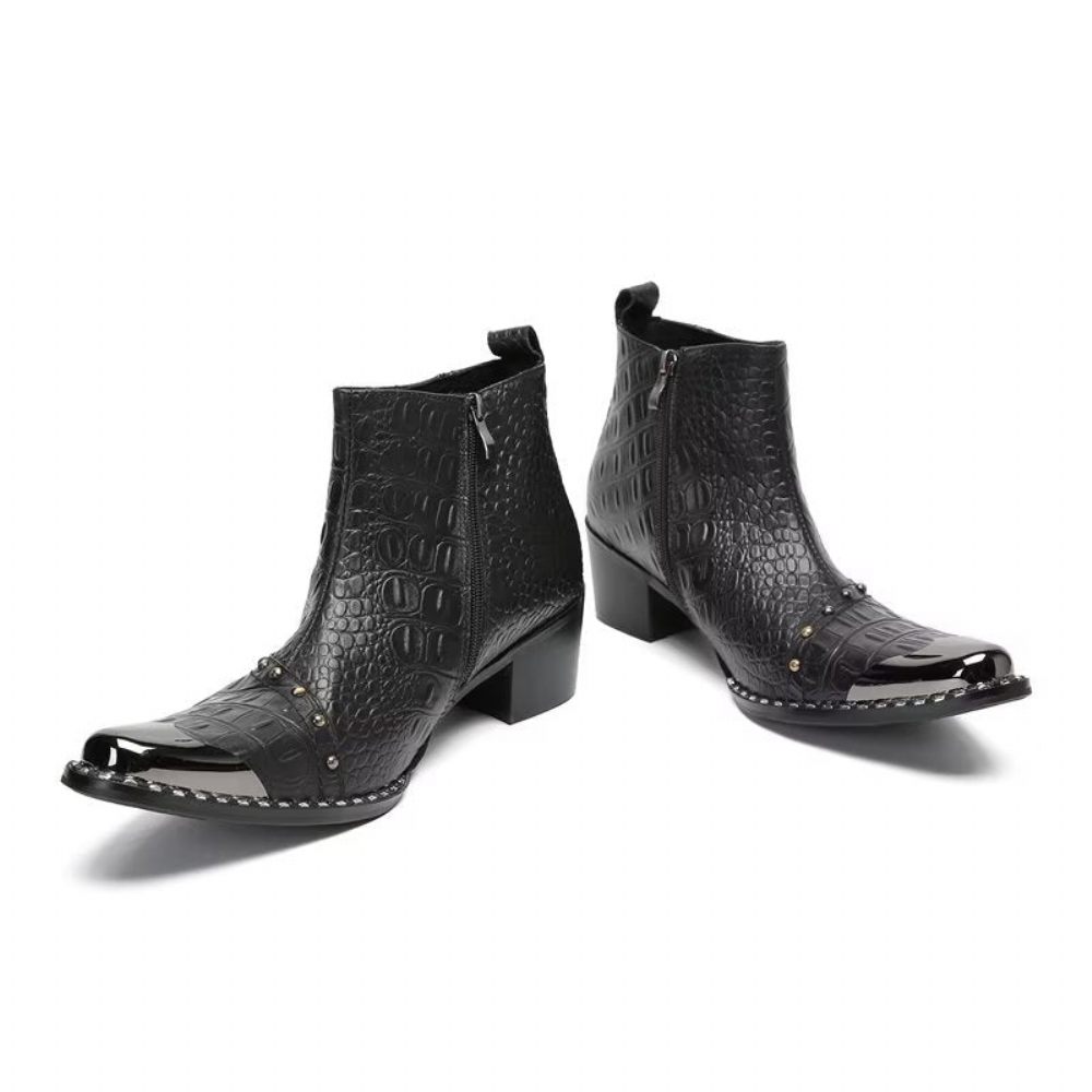 Bottes Pour Hommes Habillées À Fermeture Éclair Exquises - Noir